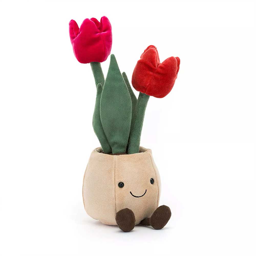 Amuseables Tulip Pot Soft Toy – Cute Flowerpot Plush with Textured Tulip & Felt Pot, Desk Decor Gift