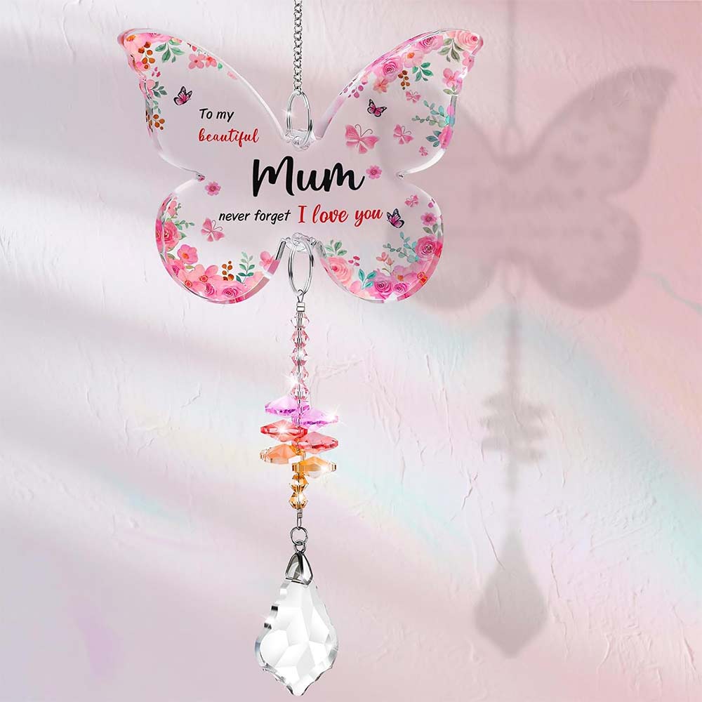 Mother's Day Unique Gift for Mum - Butterfly Acrylic Crystal Suncatcher from Daughter Son