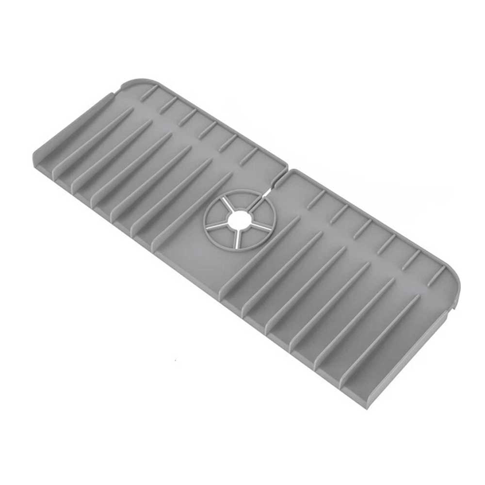 Silicone Faucet Mat - Universal Kitchen & Bathroom Sink Splash Guard with Drainage Design