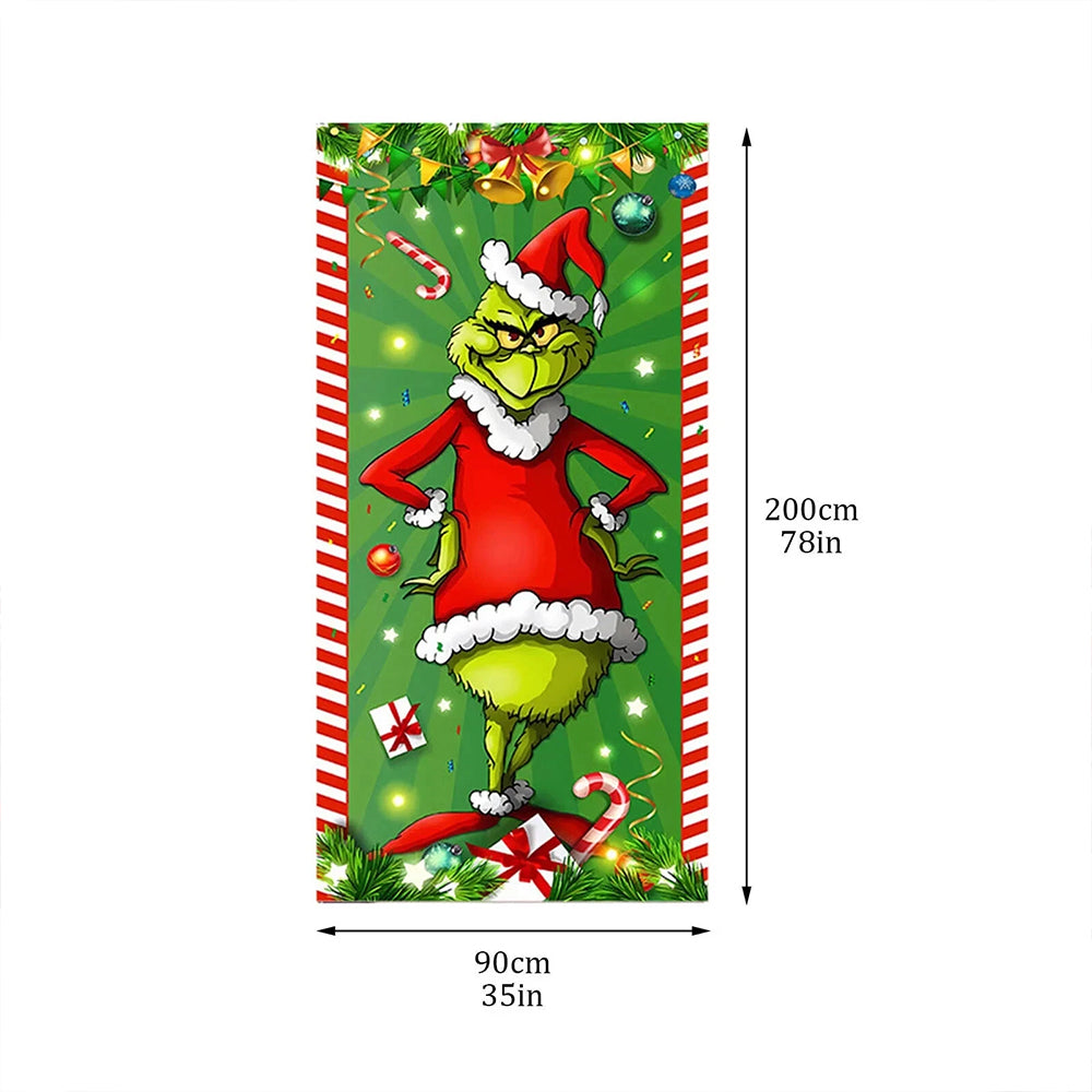 Christmas Porch Sign – Merry Grinchmas Door Banner for Holiday Decorations