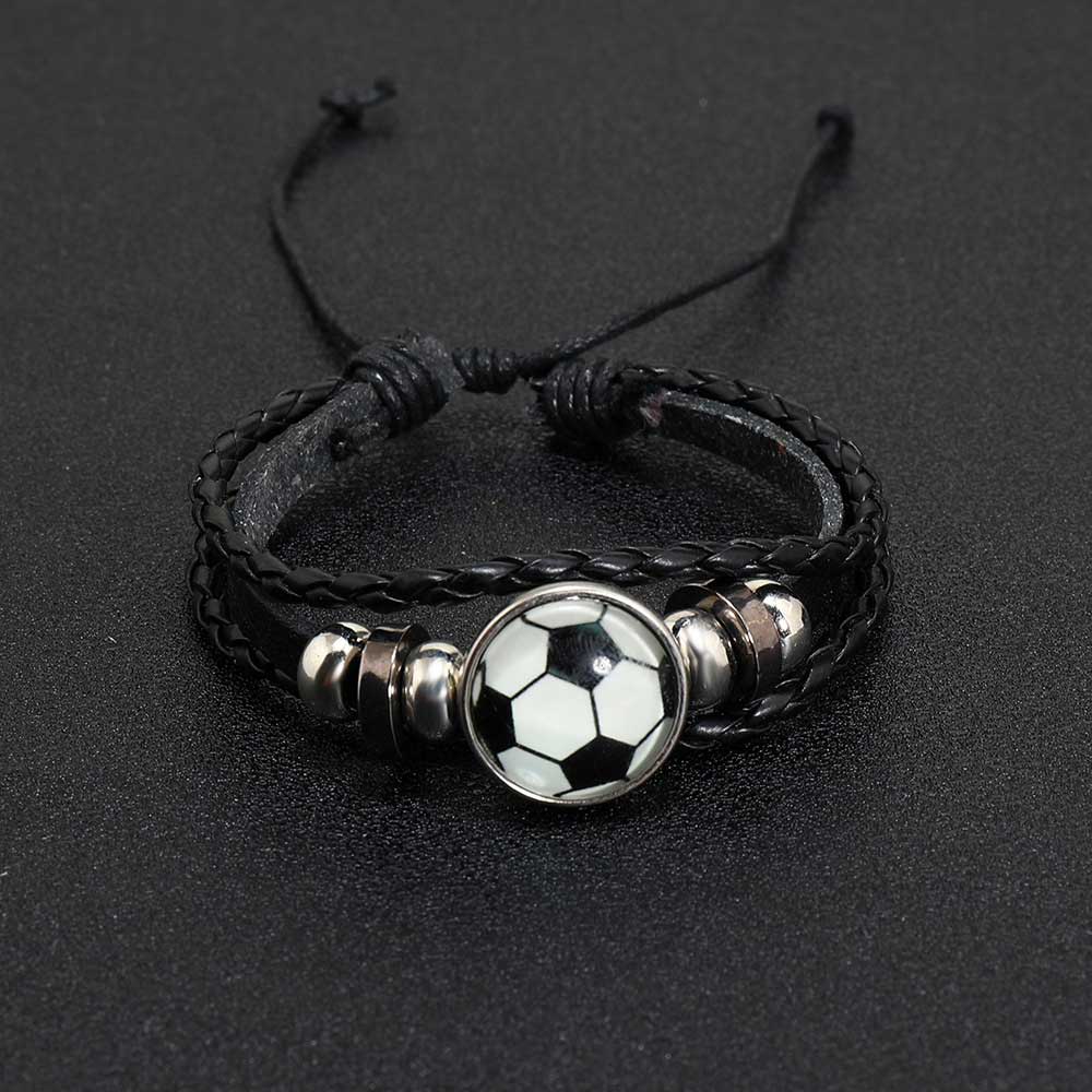 Luminous Football Fan Leather Bracelet Gift TO HIM Hand Rope Bracelet
