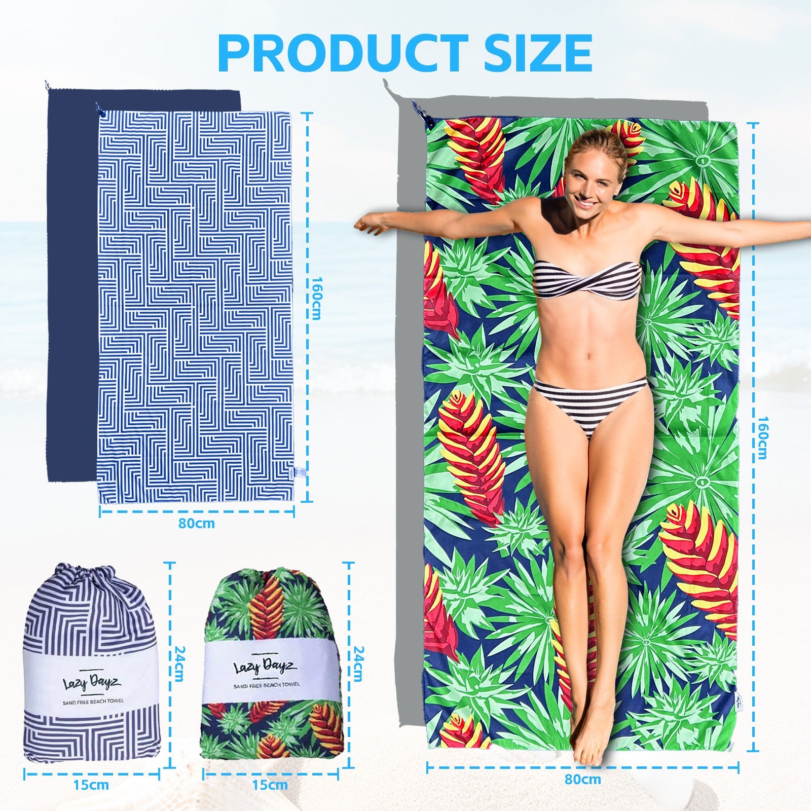 Lazy Dayz Quick Drying Sand Free Beach Towel - Mossman