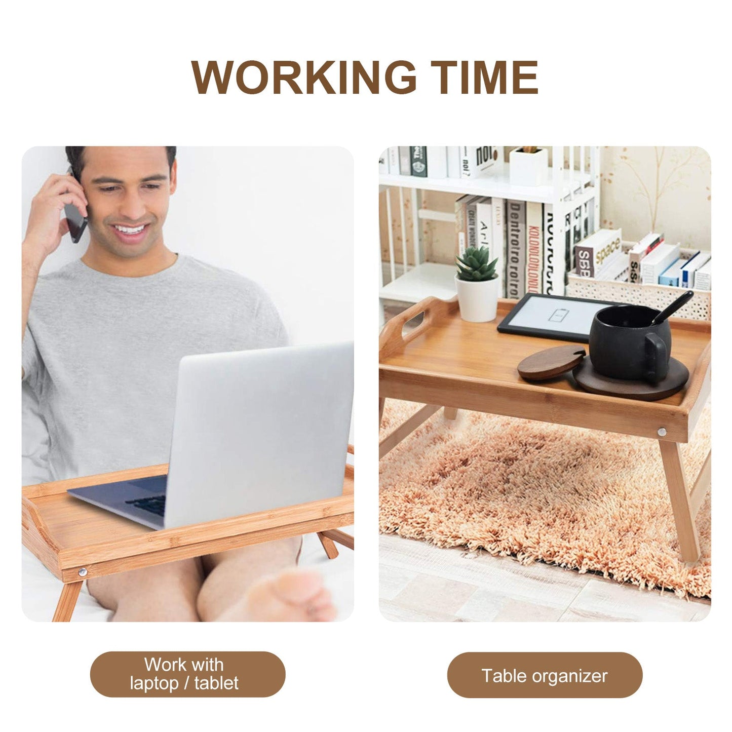 Foldable Bamboo Bed Tray / Breakfast Serving Table