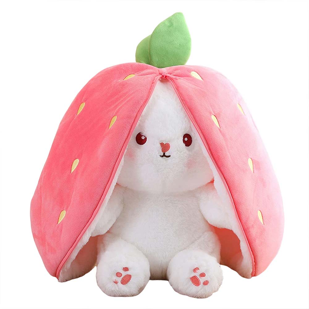 18cm Strawberry Rabbit Plush Toy - Cute Hide-and-Seek Stuffed Bunny Doll Gift