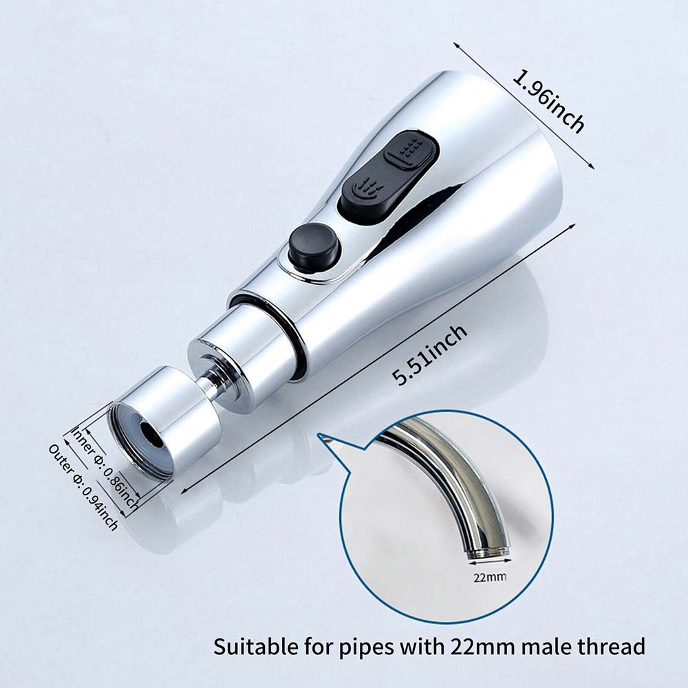 360° Kitchen Sink Faucet Sprayer Head Swivel Extender Nozzle Replacement 3Levels