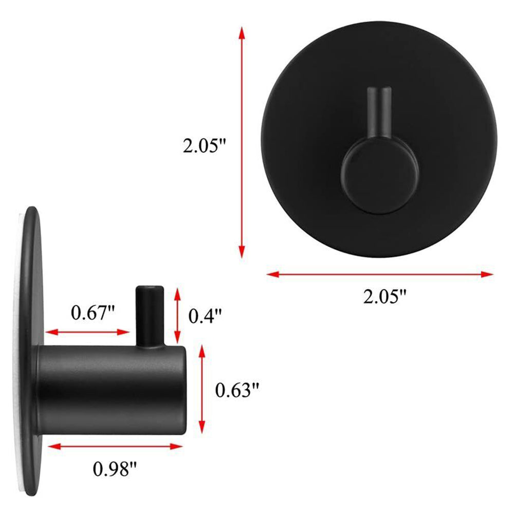 4X 3M Adhesive Hooks Self Adhesive Black Wall Mount Hook for Key Robe Coat Towel