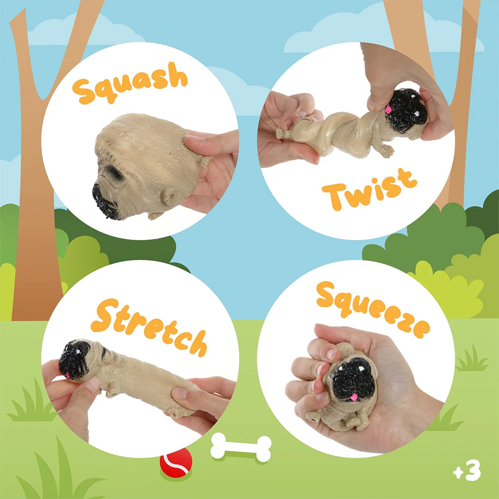 Stretchy Pug Squishy Toy – Fidget Stocking Filler, Sensory Play Gift