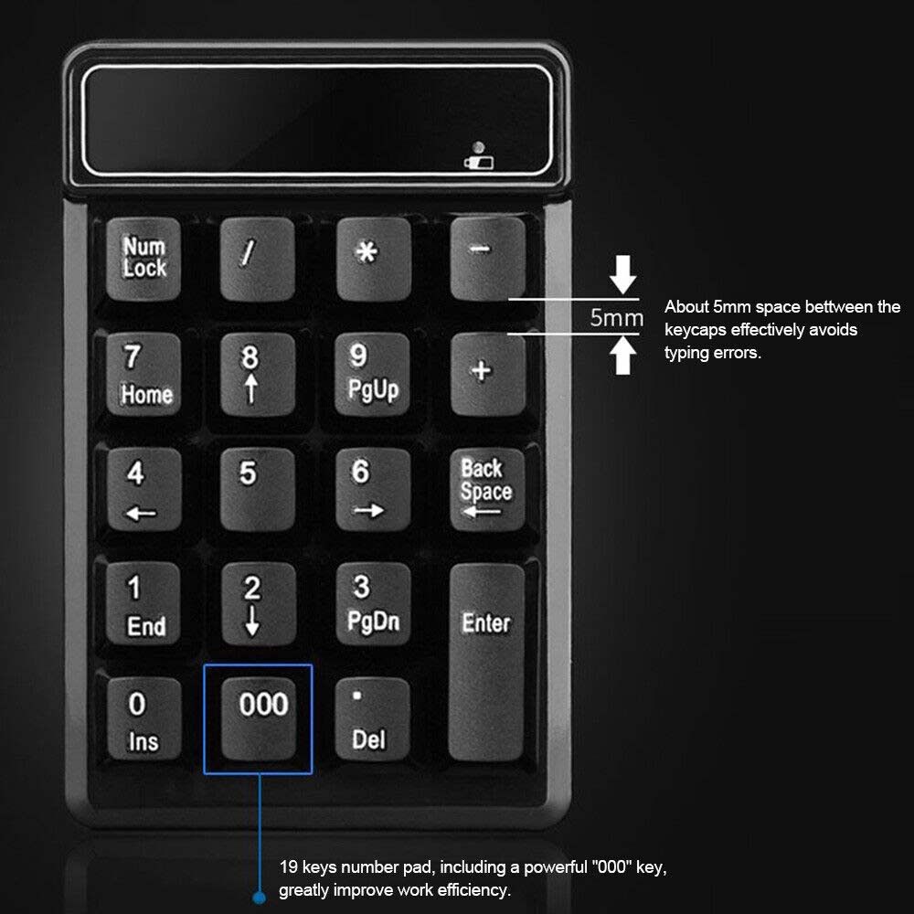 2.4Ghz Wireless Numeric Keypad Mechanical Feel Number Pad Keyboard 19 Keys