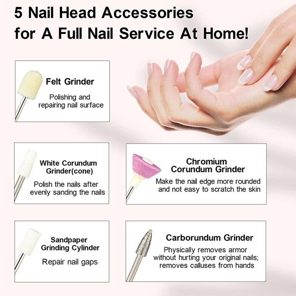 USB Electric Nail File – Rechargeable Manicure & Pedicure Drill Set