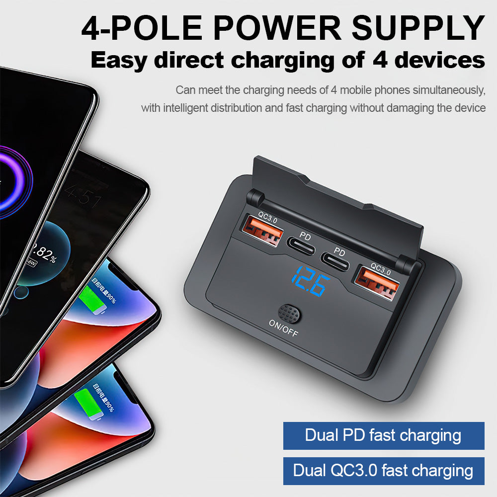 Car DC 12V-24V PD Type C USB Port Fast Charger Socket Power Outlet Panel Charge
