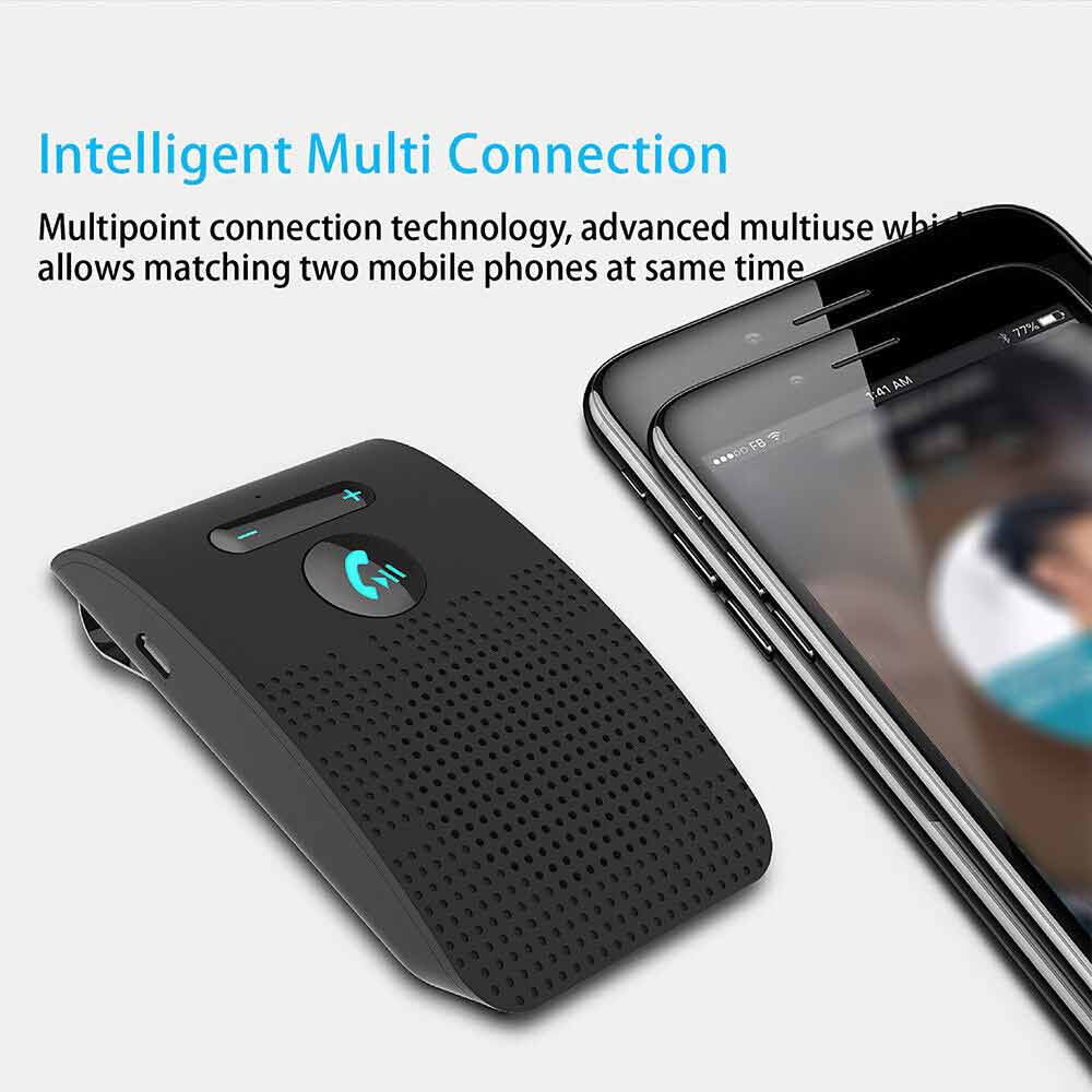 Bluetooth Hands-Free Sun Visor Wireless Phone Speaker Kit Car Speakerphone