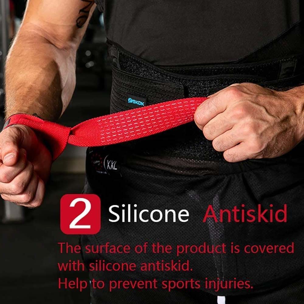 Pair Weight Lifting Grip Belt Anti-Slip Sport Safety Wrist Straps Wrist Support