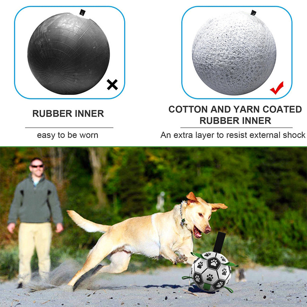 Dog Soccer Ball Grab Tabs Interactive Pet Dog Toy Football with Ball Pump