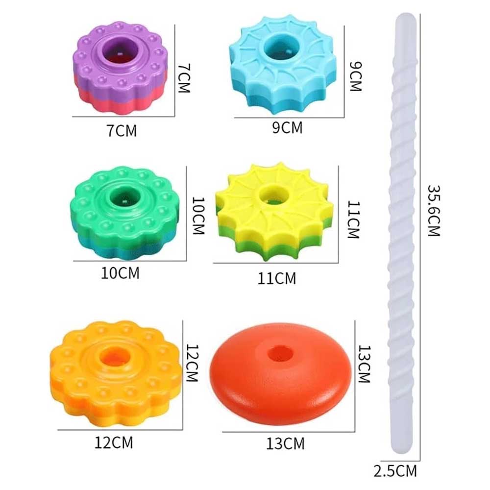 Rainbow Spinning Stacking Toy - Rotating Gear Tower for 12M+