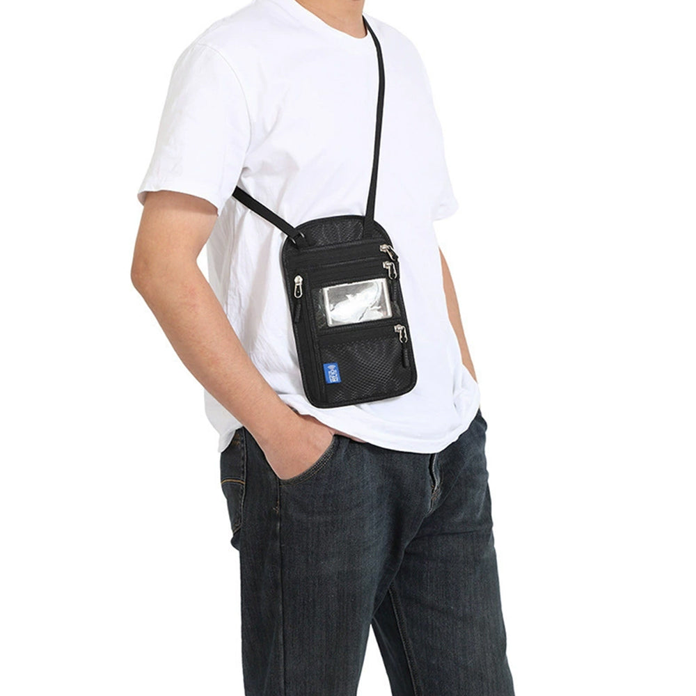 RFID Blocking Travel Body Wallet - Passport Holder Neck Shoulder Document Bag
