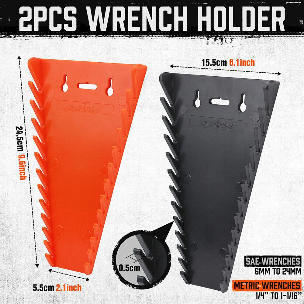 2Pcs Magnetic Spanner Rack - 24 Slot Wrench Holder Tool Storage Organizer