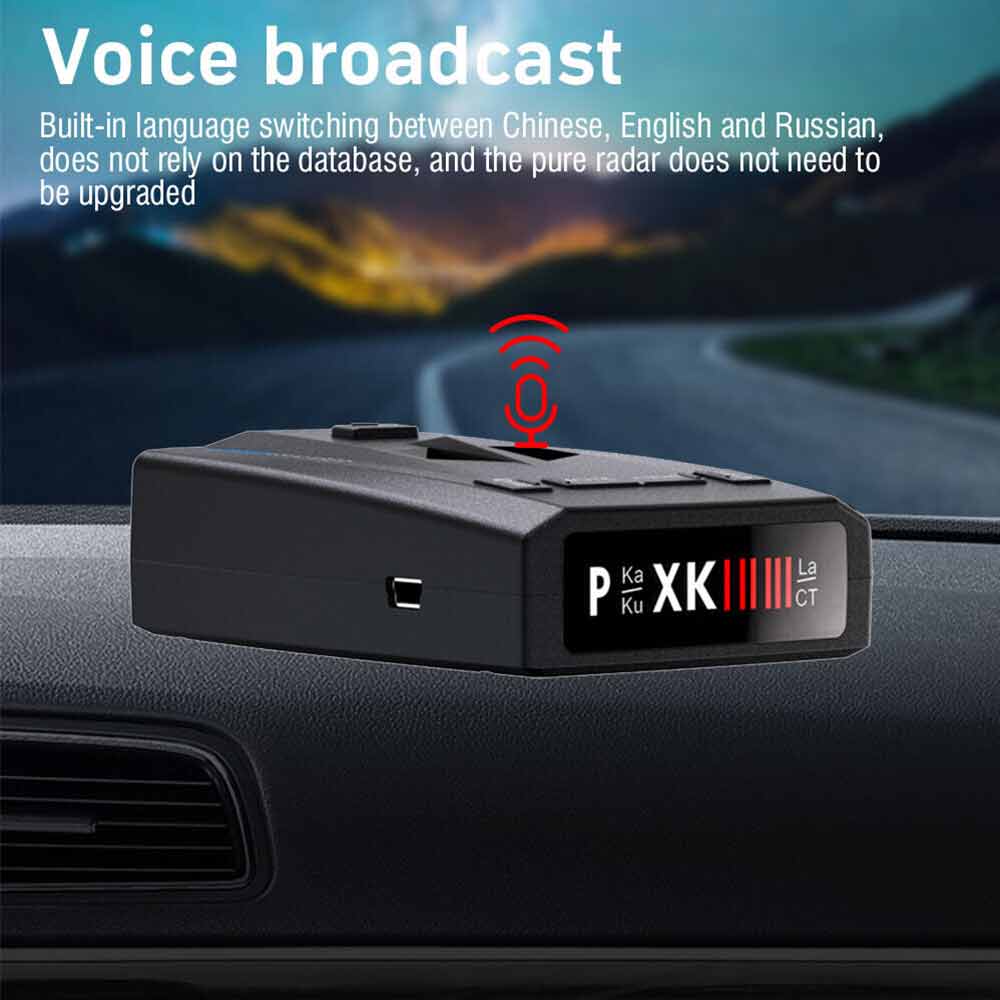 Universal Car Radar Detector – 360° Full-Band Laser & Radar Alert with Voice Warnings