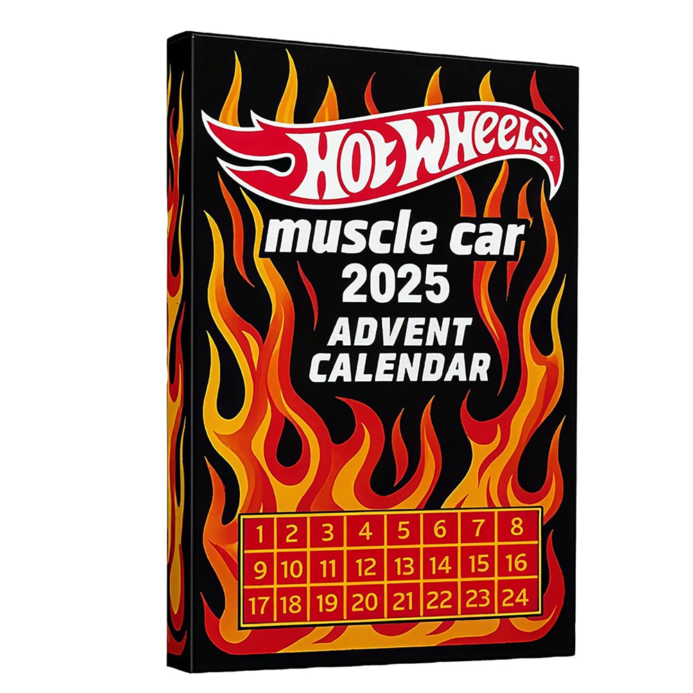 Hot Wheels 2025 Muscle Advent Calendar 2D- 24 Days of Mini Toy Cars  Acrylic Trim