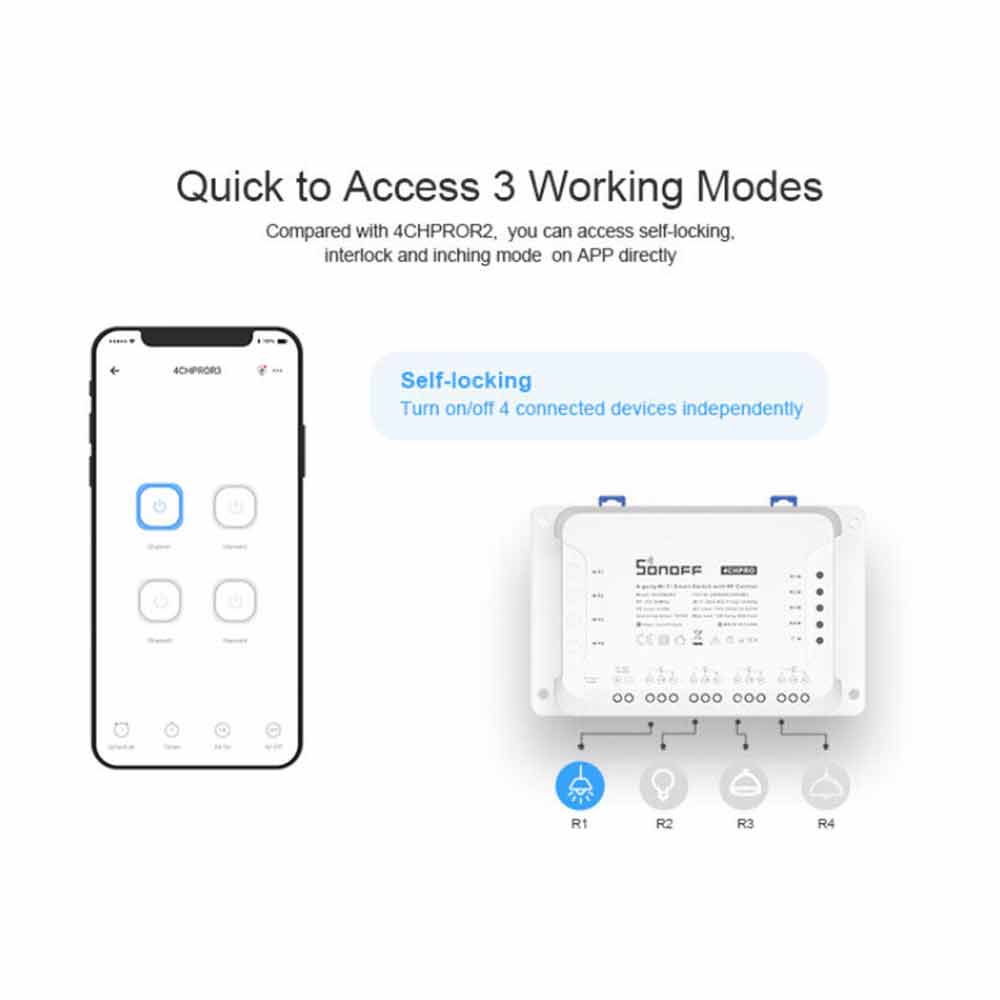 SONOFF 4CH R3/PRO R3 RF 433MHz 4 Gang WiFI Switch Smart Home 1/2/3/5PCS AU+