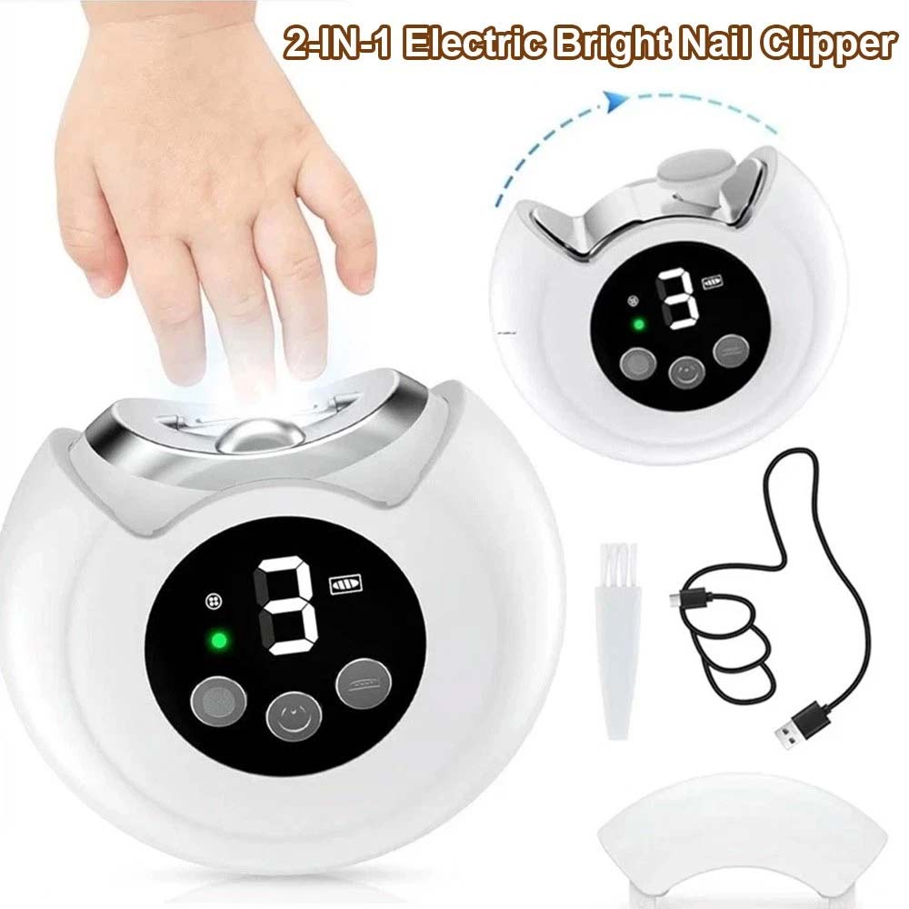 Electric Nail Clippers & File - Automatic Trimmer Cutter Rechargeable with Light