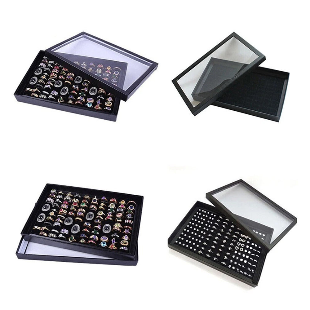 100-Slot Ring Storage Box – Jewellery Display Organiser Case Tray Holder