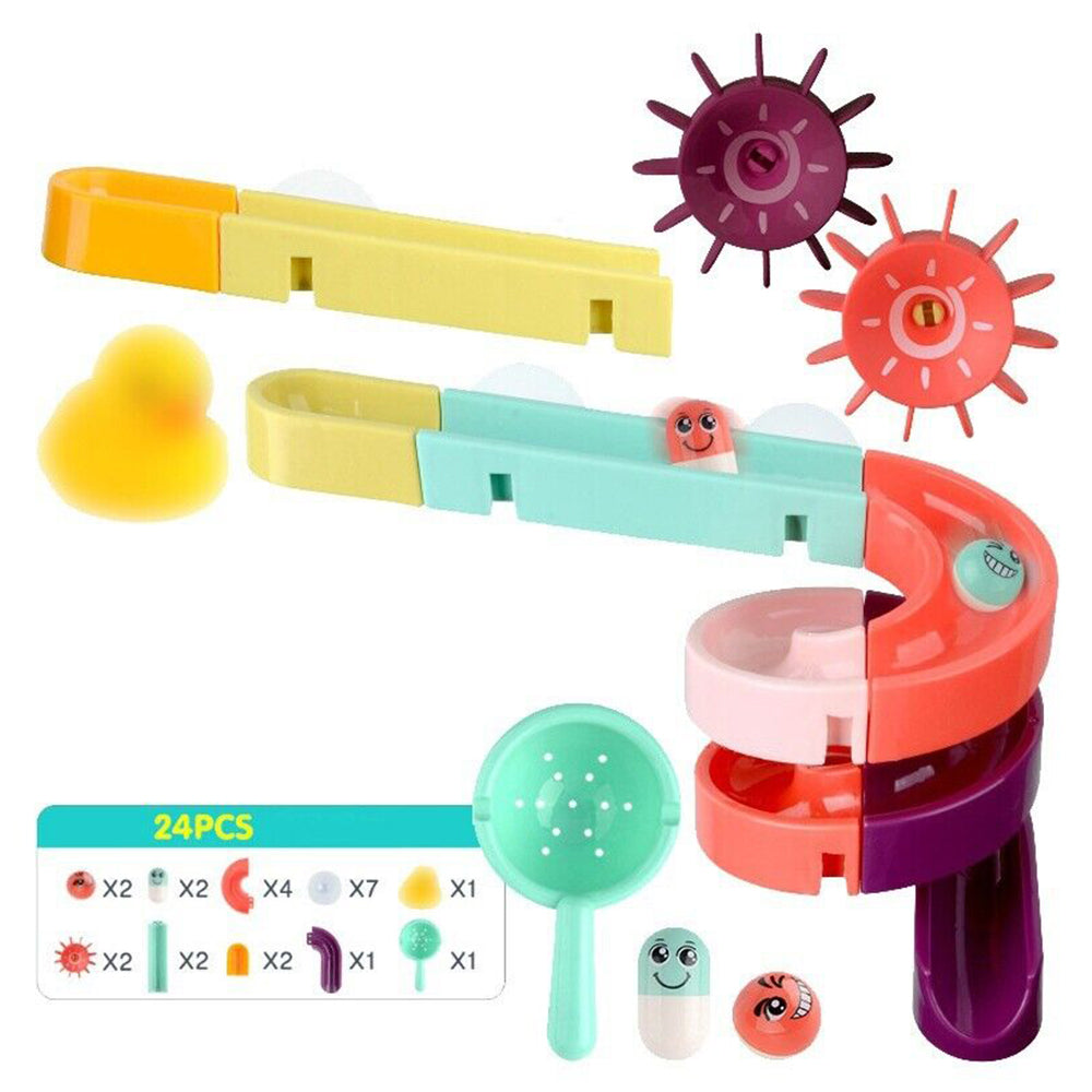 Baby Bath Toys DIY Race Run Assembling Track Bathroom Kids Stacking Cups Toy