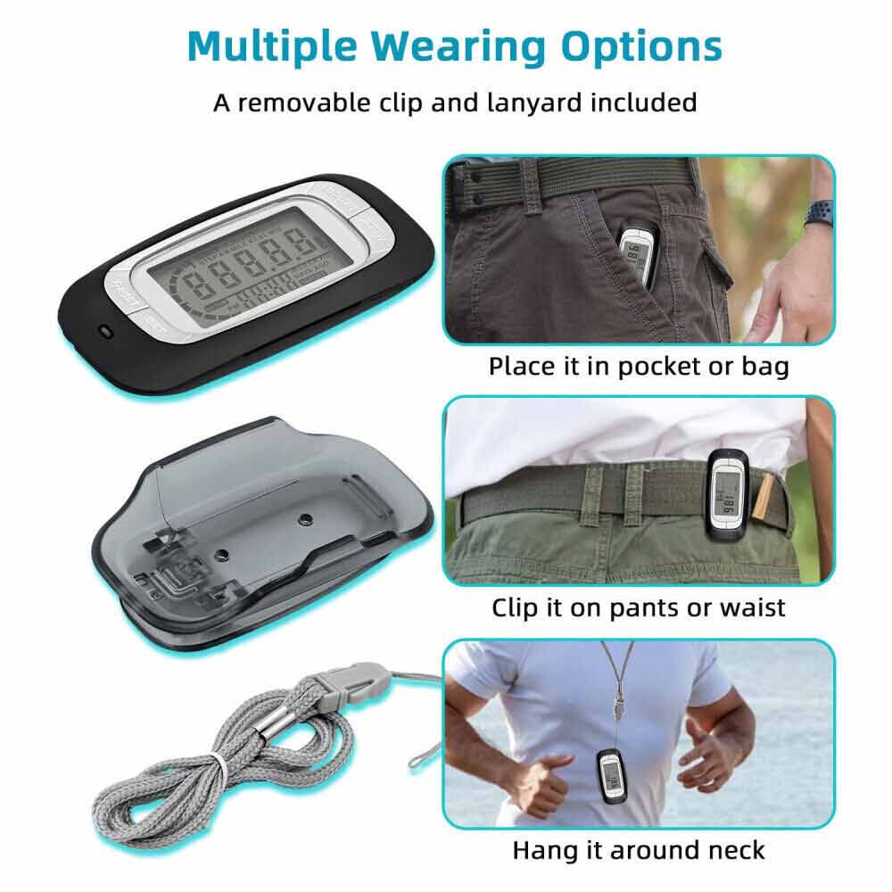 3D Sensor LCD Pedometer Step Walking Distance Calorie Counter Pedometer Clip on for Jogging Running