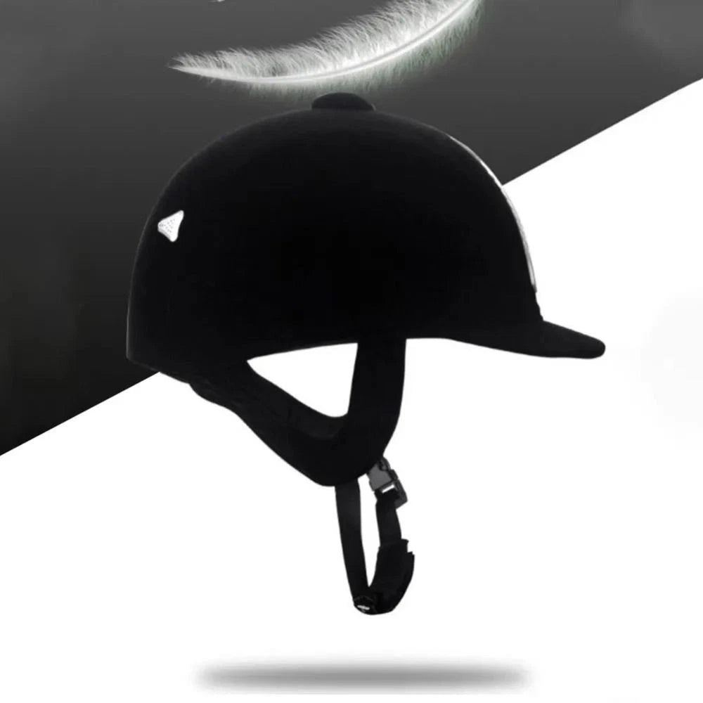 Black Horse Riding Helmet – Adjustable Safety Half Cover, 58cm Equestrian