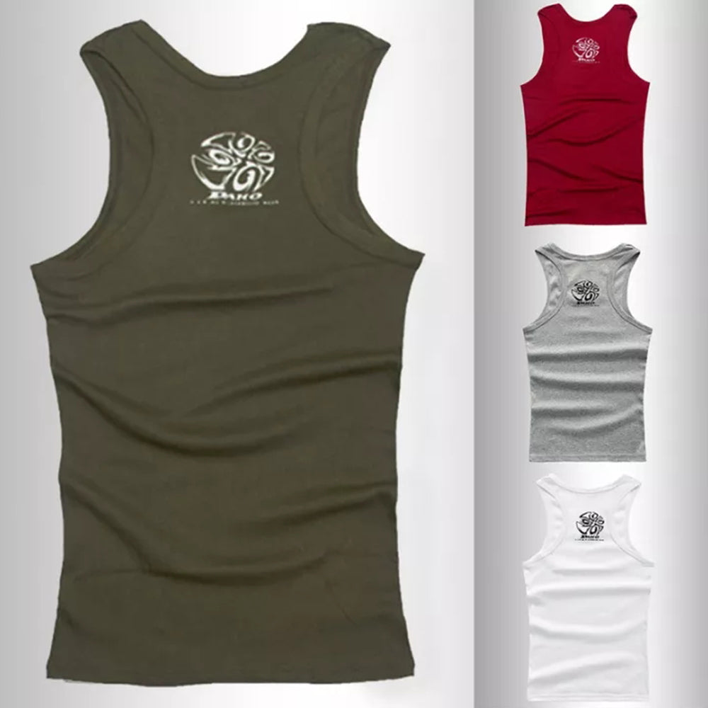 Men Print Vest Sleeveless Top Silm Fit Pullover Tee Shirt Breathing Vest