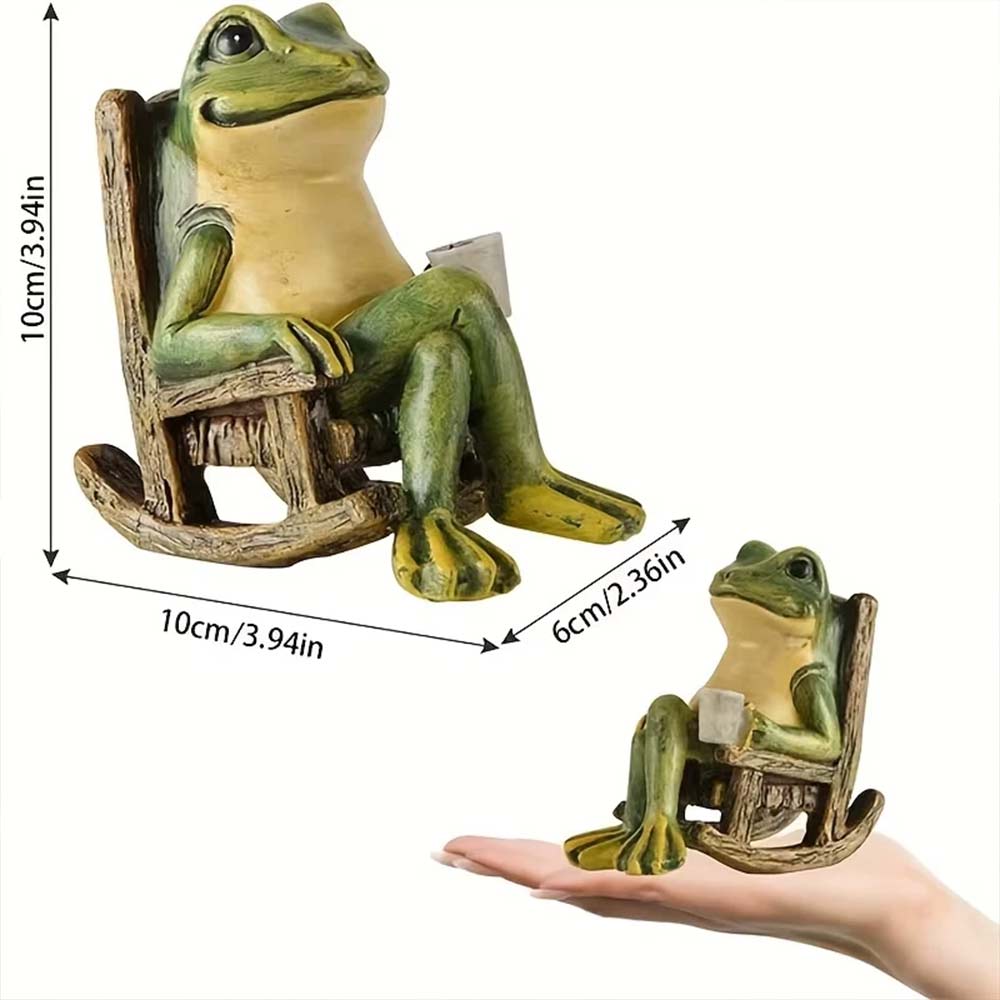 Solar Powered Mini Frog Garden Statue - LED Outdoor Indoor Decor, Waterproof