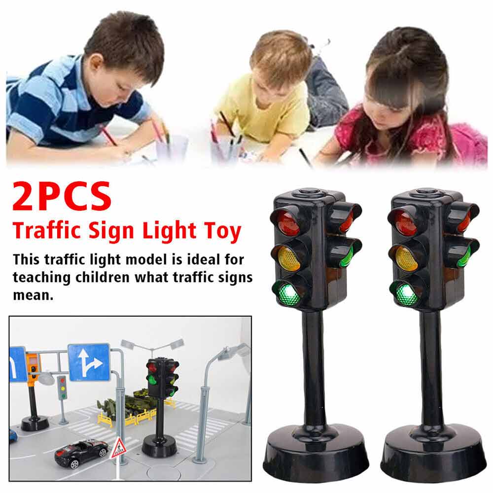 2PCS Traffic Sign Light Toy Early Learning Simulation Street Model Kids Gift
