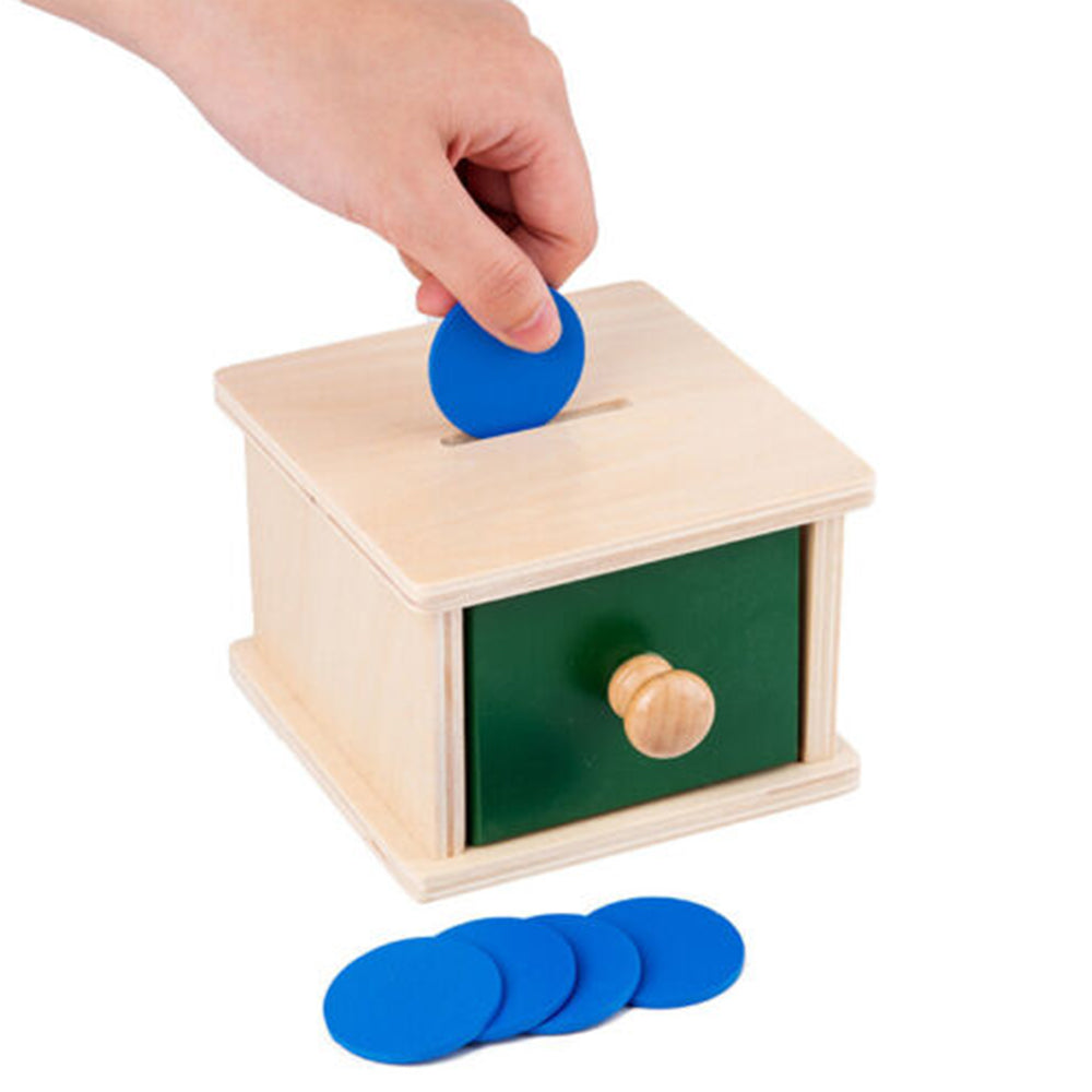 Wooden Educational Object Permanence Coin Box Ball Toy Early Learning