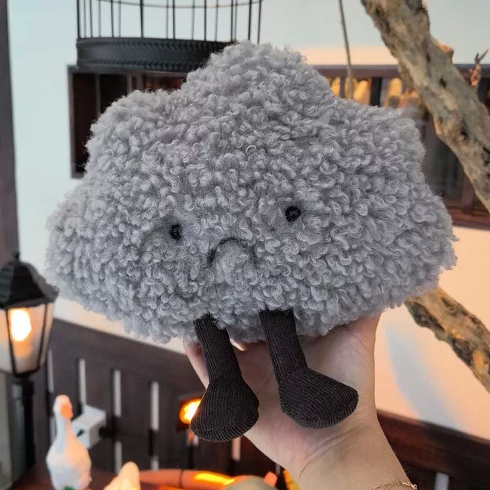 Amuseables Storm Cloud Plush – Grumpy Grey Cloud Soft Toy with Character Face & Legs