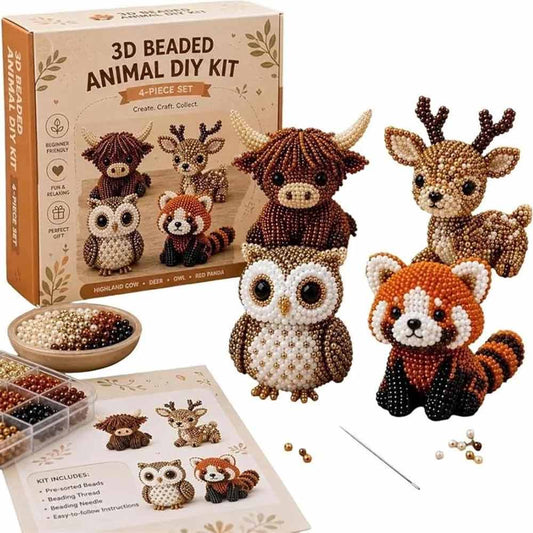 Beaded Animal Craft Kit – 3D DIY Embroidery Handmade Set for Teens & Adults