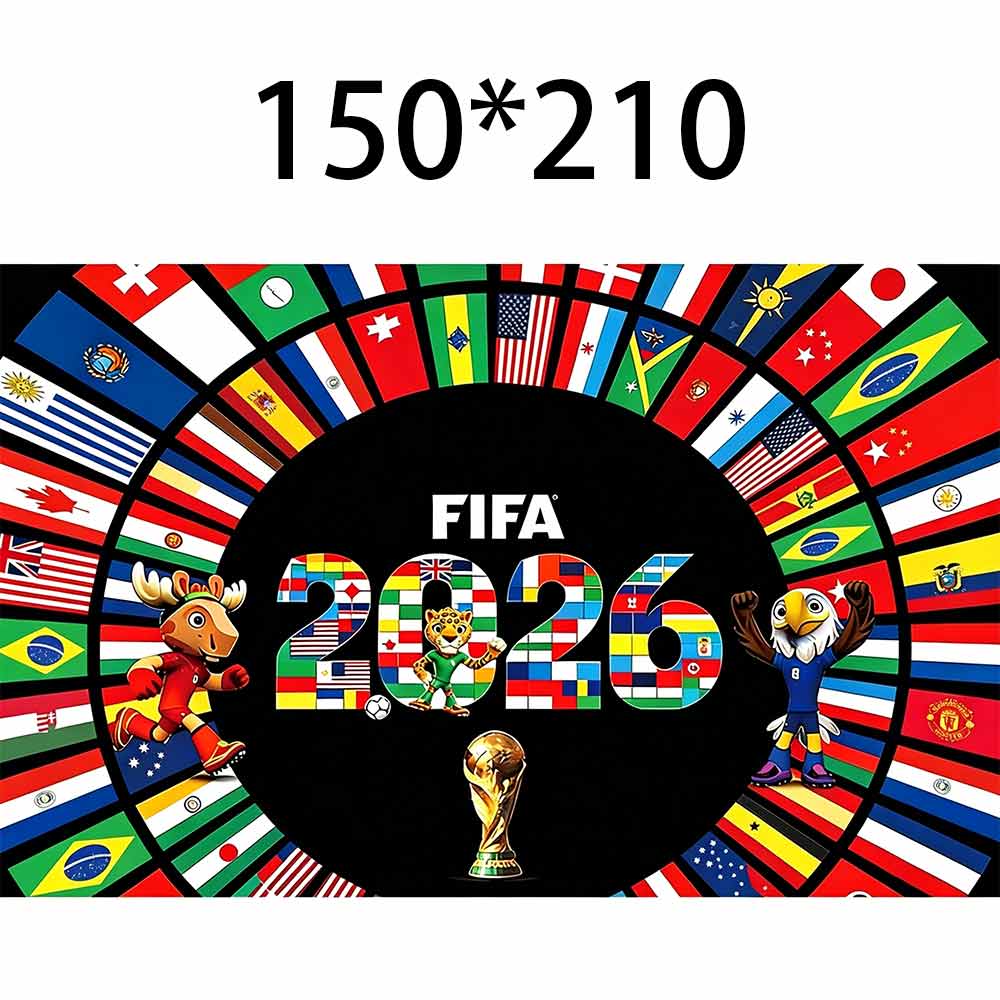 2026 World Cup Flag Tapestry – Football Fan Party Decor, 180×110cm Wall Hanging