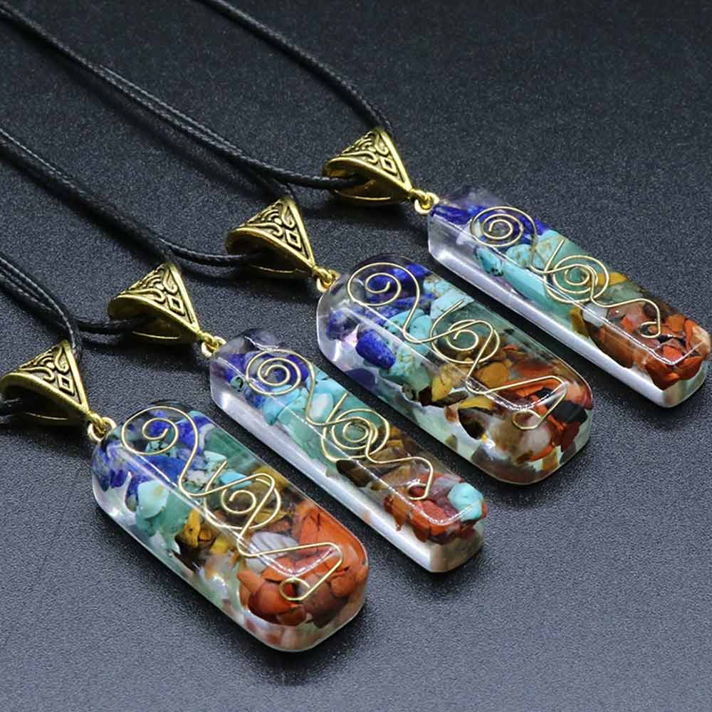 7 Chakra Crystal Necklace –1PC  Healing Stone Energy Pendant for Yoga & Meditation