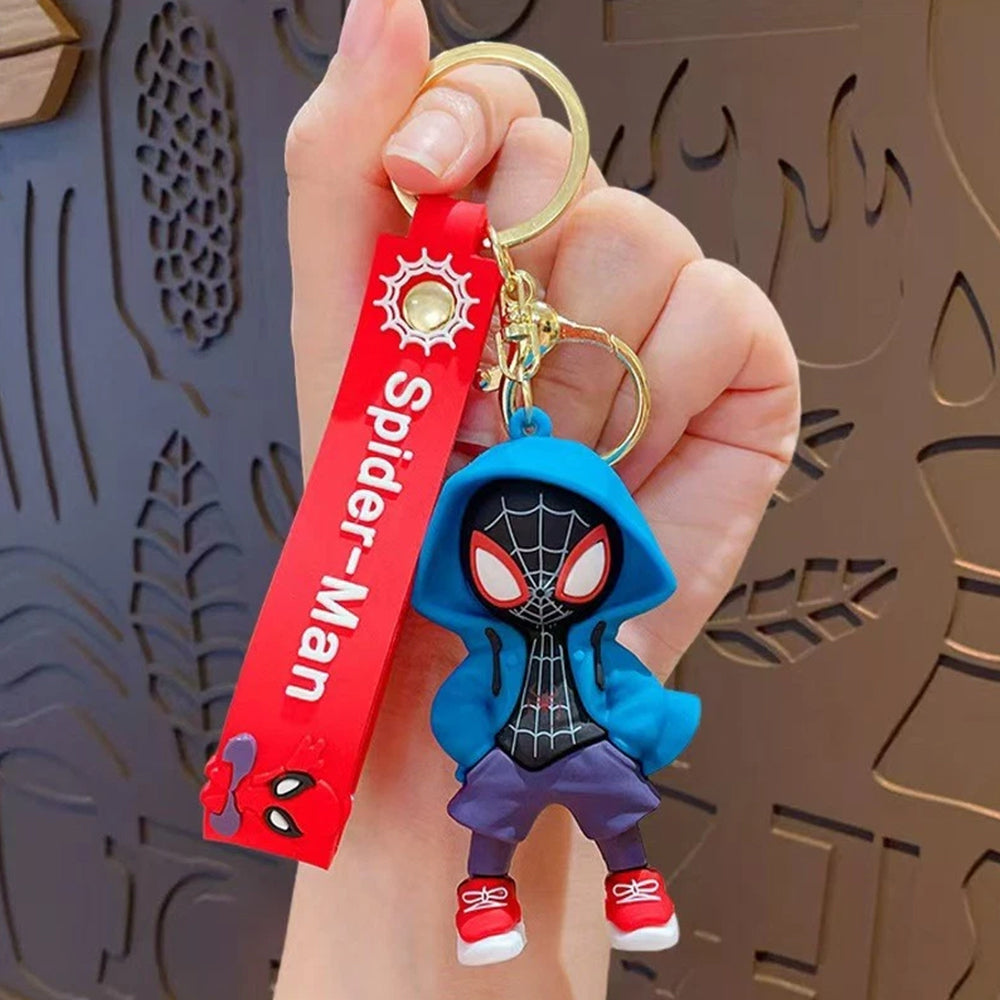 4-Pack Spider-Man Keychain – 3D Figure Keyring, Marvel Bag Charm for Collectors