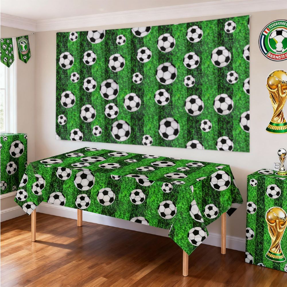 Soccer Theme Disposable Tablecloth Set of 2 – Party Background Cover, PE Plastic