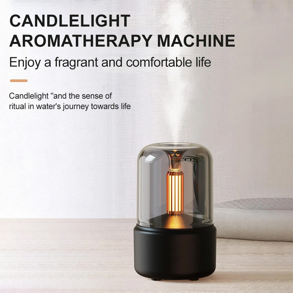 Black Vintage USB Candlelight Aroma Diffuser - 120ml Essential Oil Humidifier