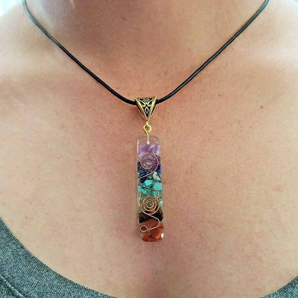 7 Chakra Crystal Necklace –1PC  Healing Stone Energy Pendant for Yoga & Meditation