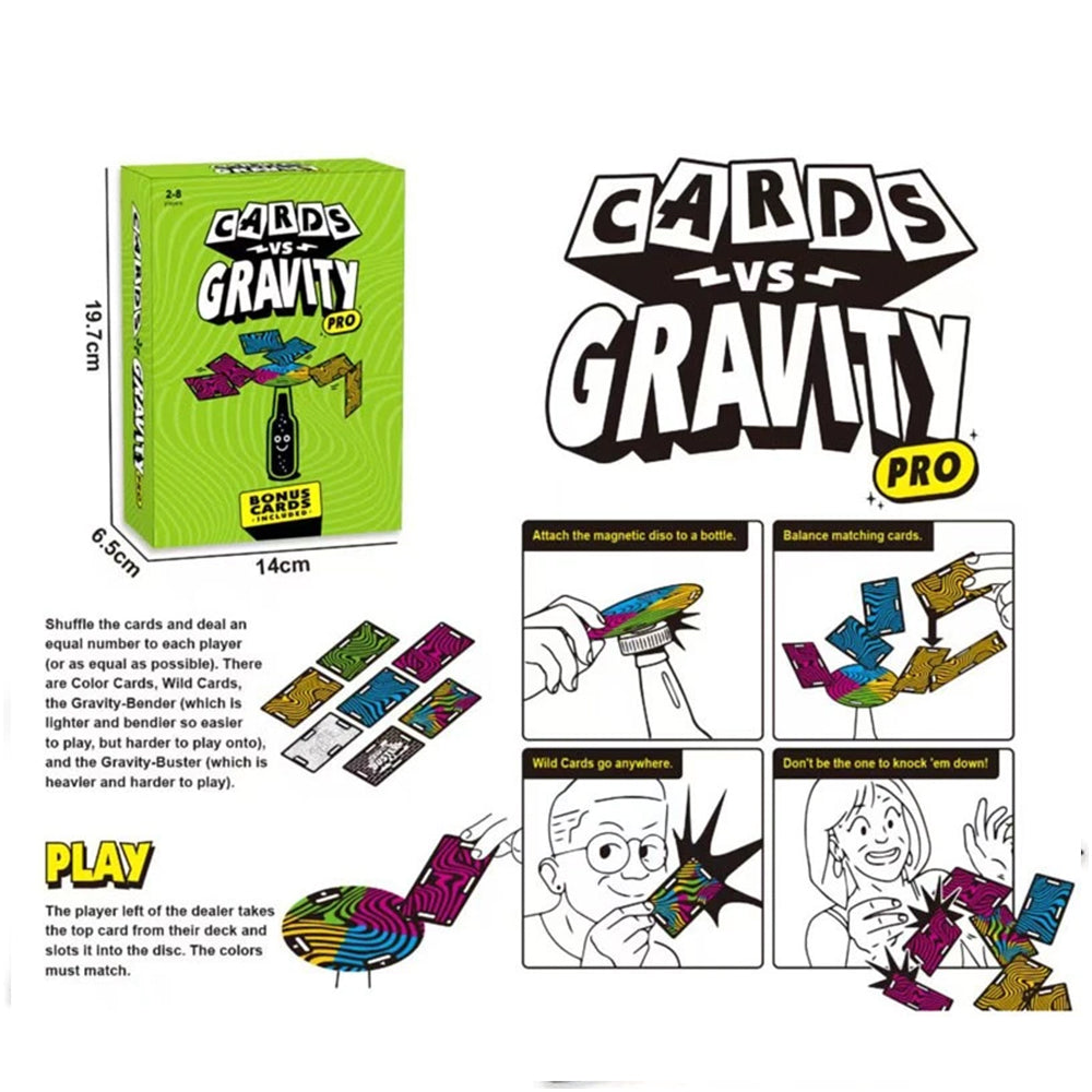 Cards vs. Gravity Pro — Defying Gravity Card-Balancing Party Game for 2-8 Players, Family & Friends Fun
