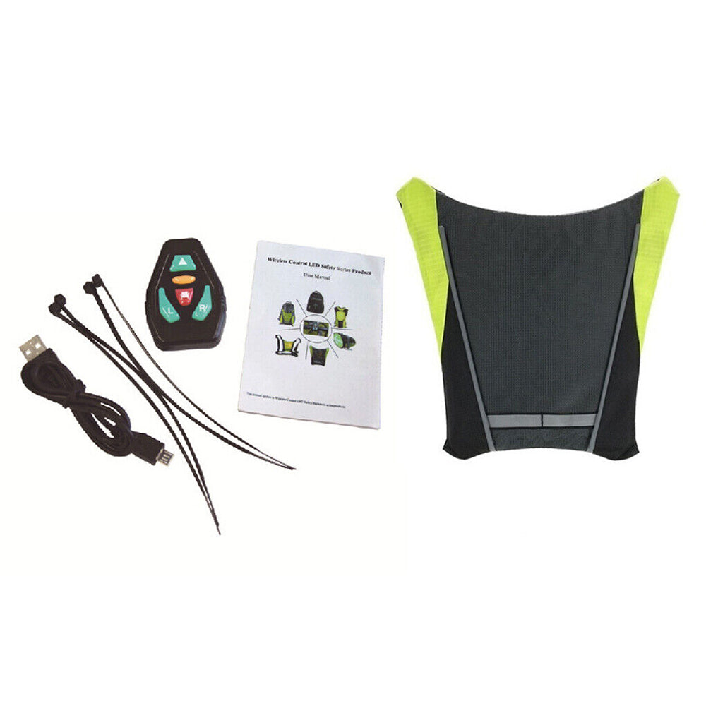 Wireless LED Signal Light Reflective Vest Backpack Remote Control Safety
