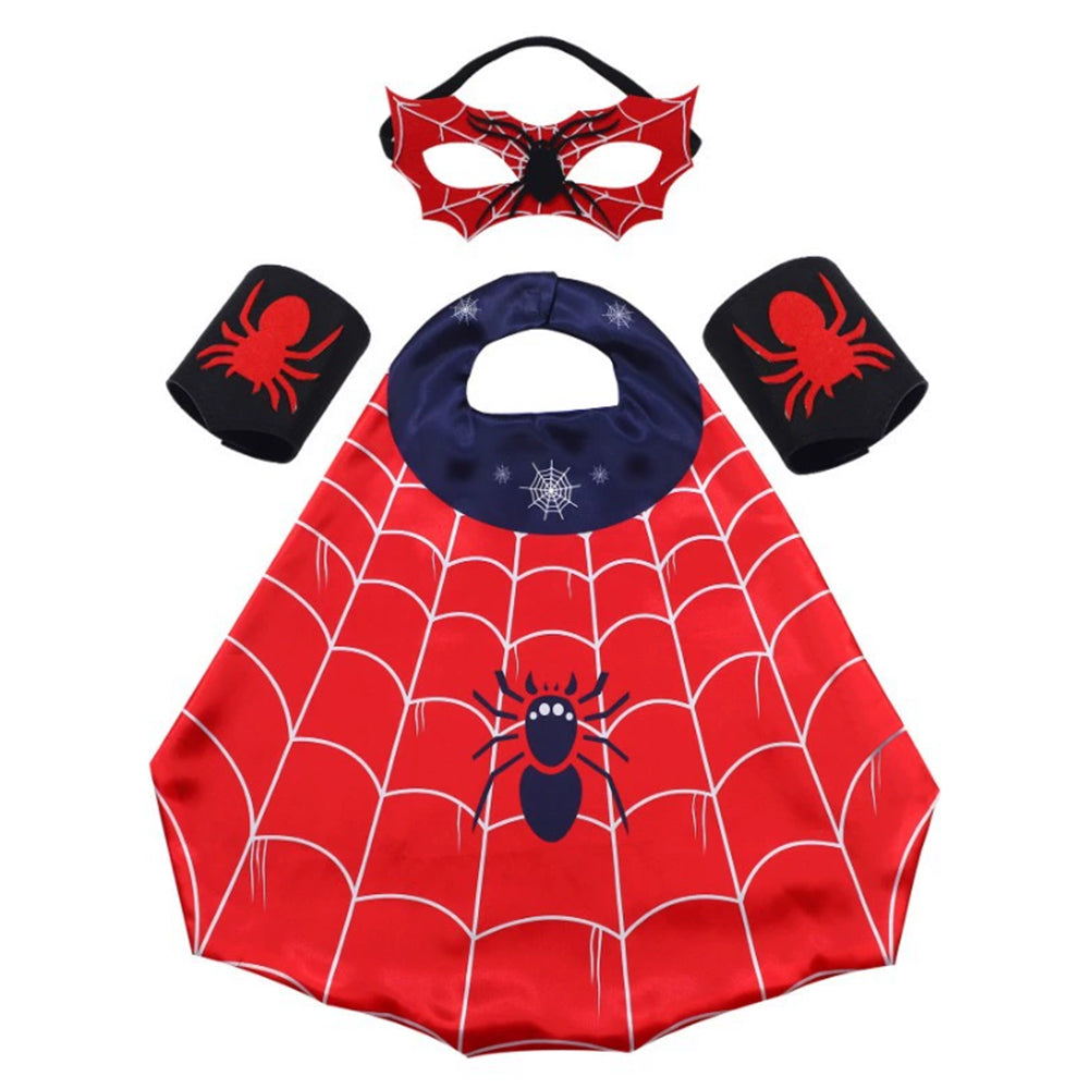 Spider-Man Kids Costume – 4PCS Cape & Mask Fancy Dress Kit for Boys Girls