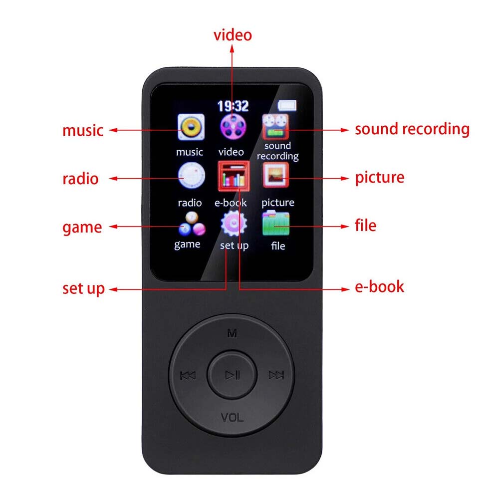 64GB MP3 MP4 Music Player 1.8" Screen Portable FM Radio Voice Recorder Gift