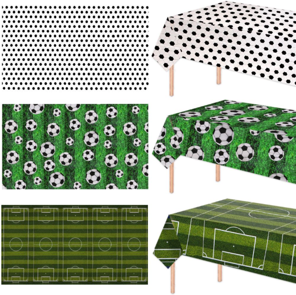 Soccer Theme Disposable Tablecloth Set of 2 – Party Background Cover, PE Plastic