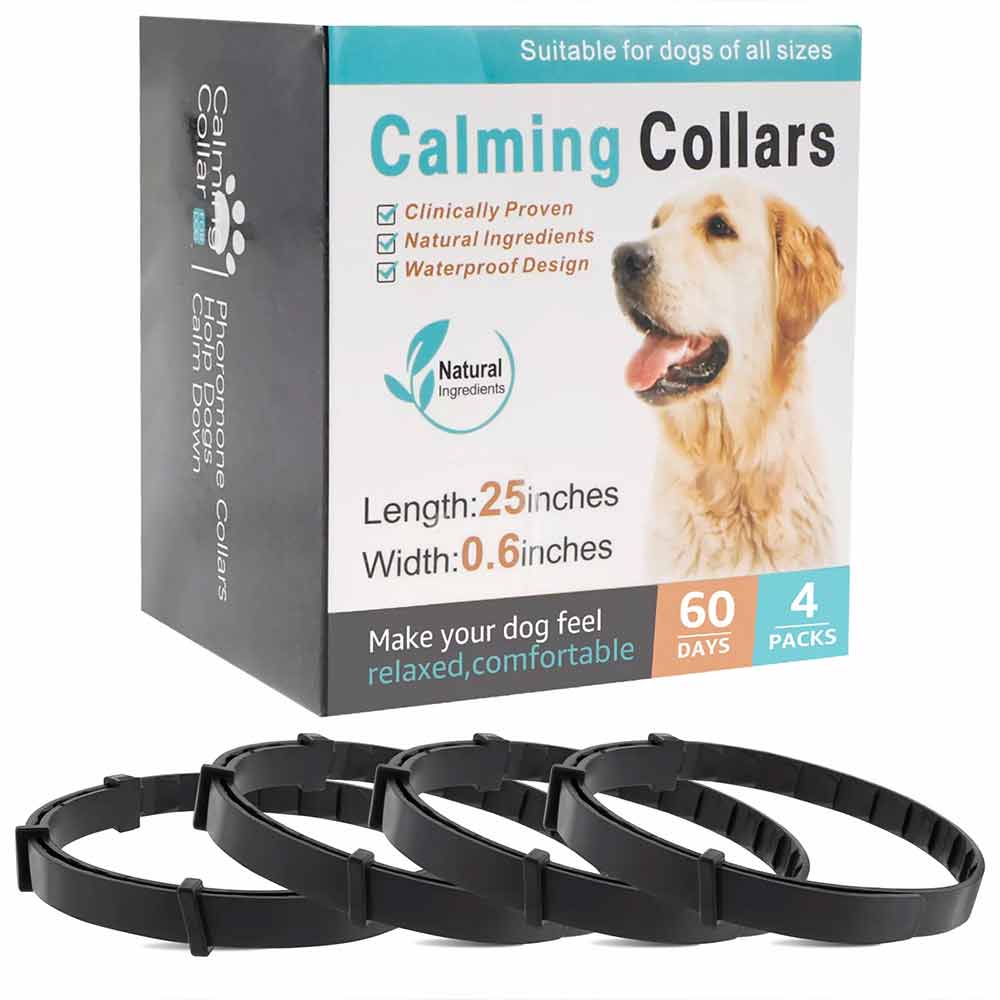 4-Pack Dog & Cat Calming Collars – 60-Day Pheromone Relief for Anxiety, Travel & Storm Stress