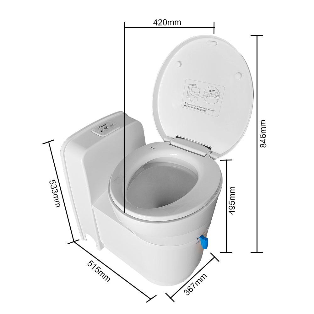 RV Caravan Toilet 3J-W5000 – Compact, Hygienic, Rotating Bowl, 17.2L Tank