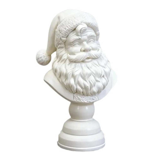 Santa Bust Tabletop Decoration - 15cm White Resin Santa Claus Head Statue
