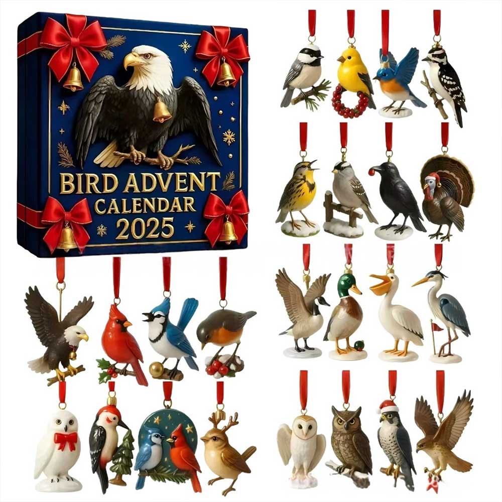 2D Bird Lover's Advent Calendar 2025 – 24 Days of Festive Countdown with Acrylic Bird Ornaments