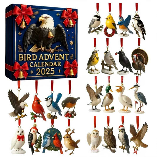 2D Bird Lover's Advent Calendar 2025 – 24 Days of Festive Countdown with Acrylic Bird Ornaments